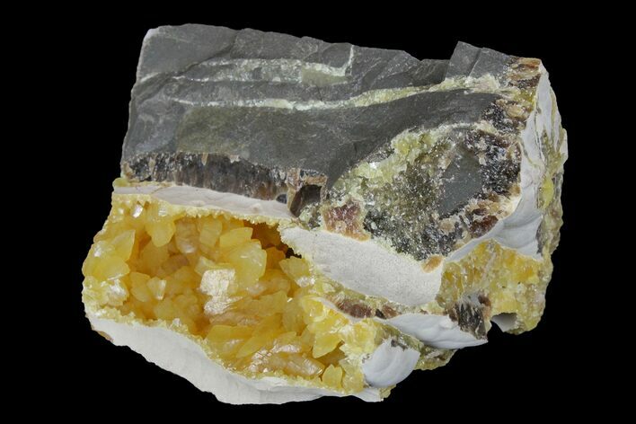 Fluorescent, Yellow Calcite Crystal Cluster - South Dakota #170680
